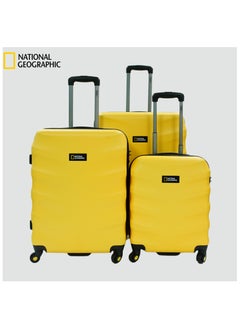 NATIONAL GEOGRAPHIC National Geographic Arete ABS Hard Case Suitcase Set Yellow, Durable Lightweight Travel Luggage, 4 Wheel 3pcs Trolley Bag with TSA Combination Lock (20+24+28 Inch).  - Image 2