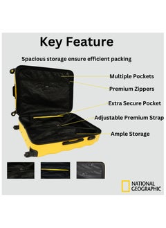 NATIONAL GEOGRAPHIC National Geographic Arete ABS Hard Case Suitcase Set Yellow, Durable Lightweight Travel Luggage, 4 Wheel 3pcs Trolley Bag with TSA Combination Lock (20+24+28 Inch).  - Image 3