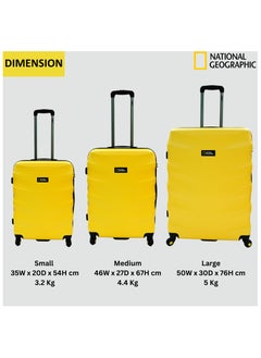 NATIONAL GEOGRAPHIC National Geographic Arete ABS Hard Case Suitcase Set Yellow, Durable Lightweight Travel Luggage, 4 Wheel 3pcs Trolley Bag with TSA Combination Lock (20+24+28 Inch).  - Image 5