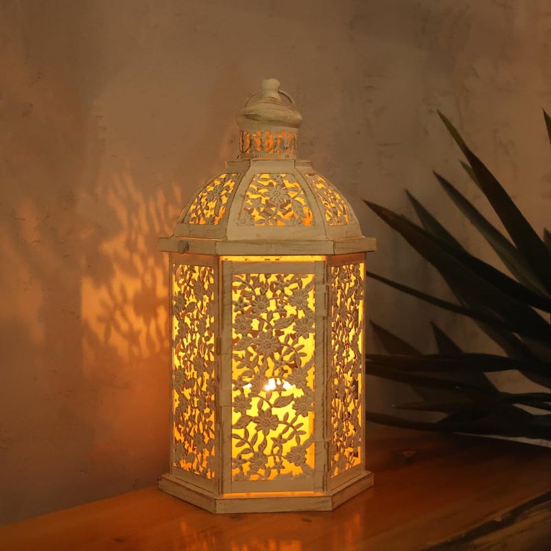 NEEDOMO Lanterns Decorative Indoor, 13.8" Vintage Outdoor Lantern, Metal Candle Holders Lantern Decor for Patio, Front Porch, Wedding, Shelf, Farmhouse Table Decor - Image 5