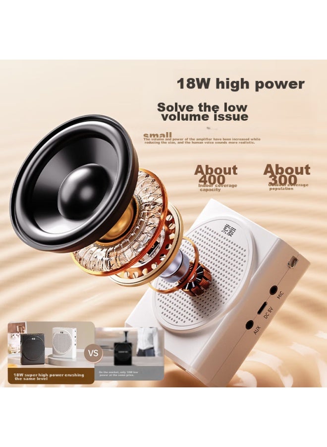SOAIY S638 Mini Megaphone For Teachers, 18w Power, Smart Anti-howling, Built-in 300s Recording, Bluetooth Speaker, Teaching Guide, Shopping Guide, Loudspeaker, Type-c, Black - Image 1