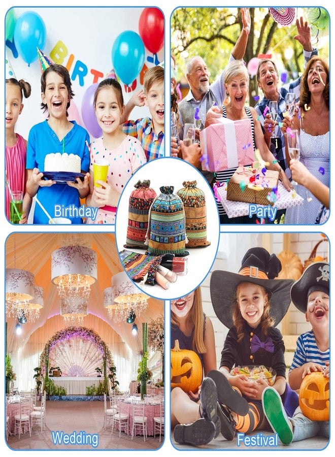 SumDirect Egyptian Ethnic Style Linen Burlap Bags, 20Pcs 6×8 inches Gift Bags with Drawstring, Reusable Cotton Candy Bag for Wedding Party Favors - Image 5