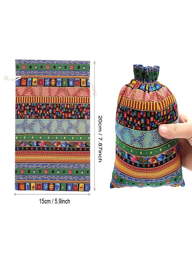SumDirect Egyptian Ethnic Style Linen Burlap Bags, 20Pcs 6×8 inches Gift Bags with Drawstring, Reusable Cotton Candy Bag for Wedding Party Favors - Image 2