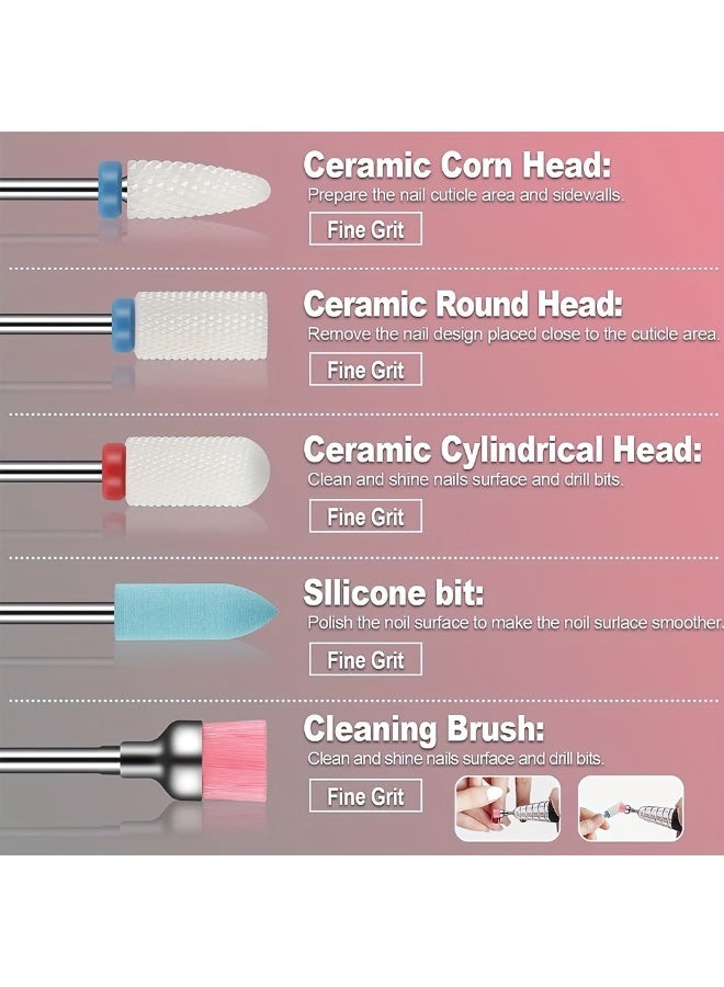 Rozino 13pcs Nail Drill Bit Set, Ceramic Cuticle &  Nail Polish Remover, Nail Grinder Accessories - Image 4