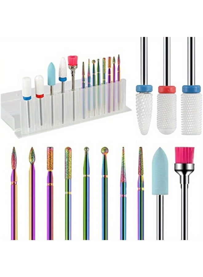 Rozino 13pcs Nail Drill Bit Set, Ceramic Cuticle &  Nail Polish Remover, Nail Grinder Accessories - Image 1