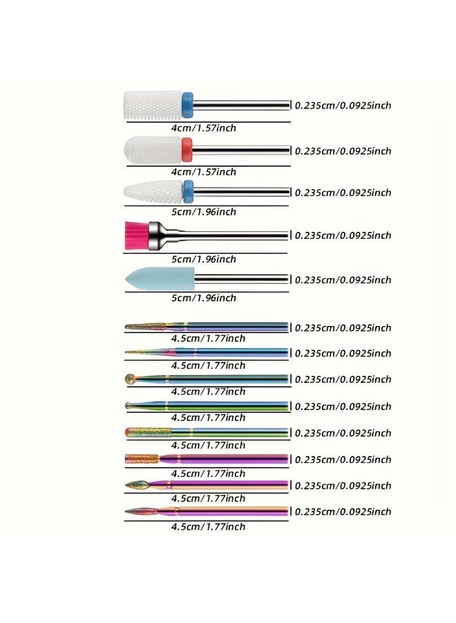 Rozino 13pcs Nail Drill Bit Set, Ceramic Cuticle &  Nail Polish Remover, Nail Grinder Accessories - Image 3