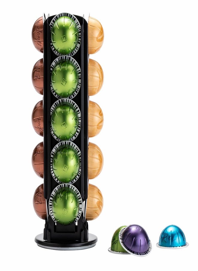 ZCDCP Nespresso Pod Holder for Vertuo Pod Holder Carousel Stand Storage with 360 Degree, Chrome Coffee Pod Holder Organizer for Nespresso Vertuo, 20 Pods - Image 1