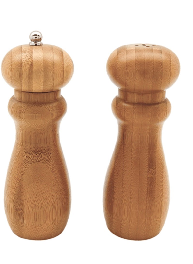 بين سيرفي طقم أوعية توابل من الخيزران عالي الجودة مكون من قطعتين بني 5.8 × 15 سم - Image 1