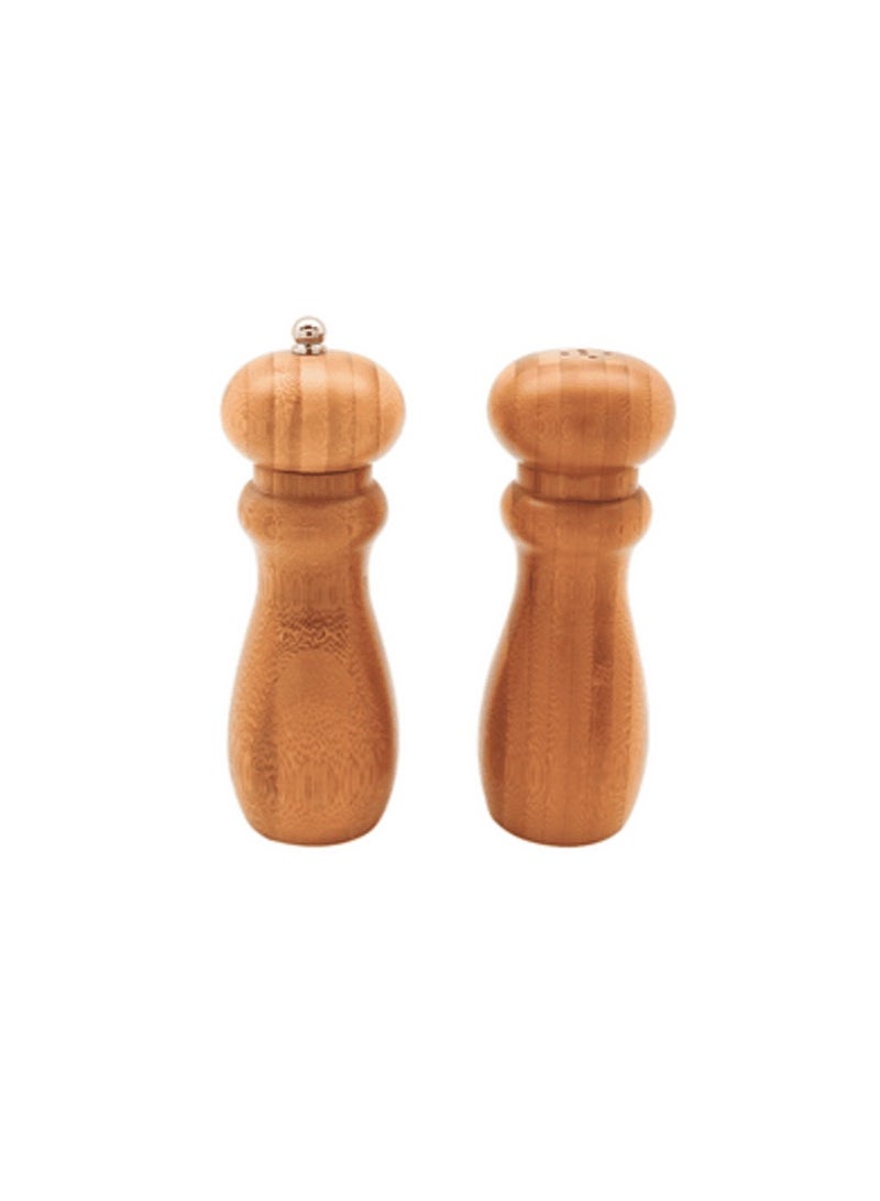 بين سيرفي طقم أوعية توابل من الخيزران عالي الجودة مكون من قطعتين بني 5.8 × 15 سم - Image 2