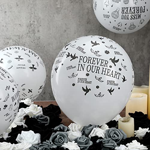Sinmoe 72 Pcs Memorial Balloons Set White Remembrance Funeral Celebration of Life Latex Balloon with Ribbon Love You Always Miss You Forever We Will Never Forget You Balloons Decorations 12 Inch - Image 3