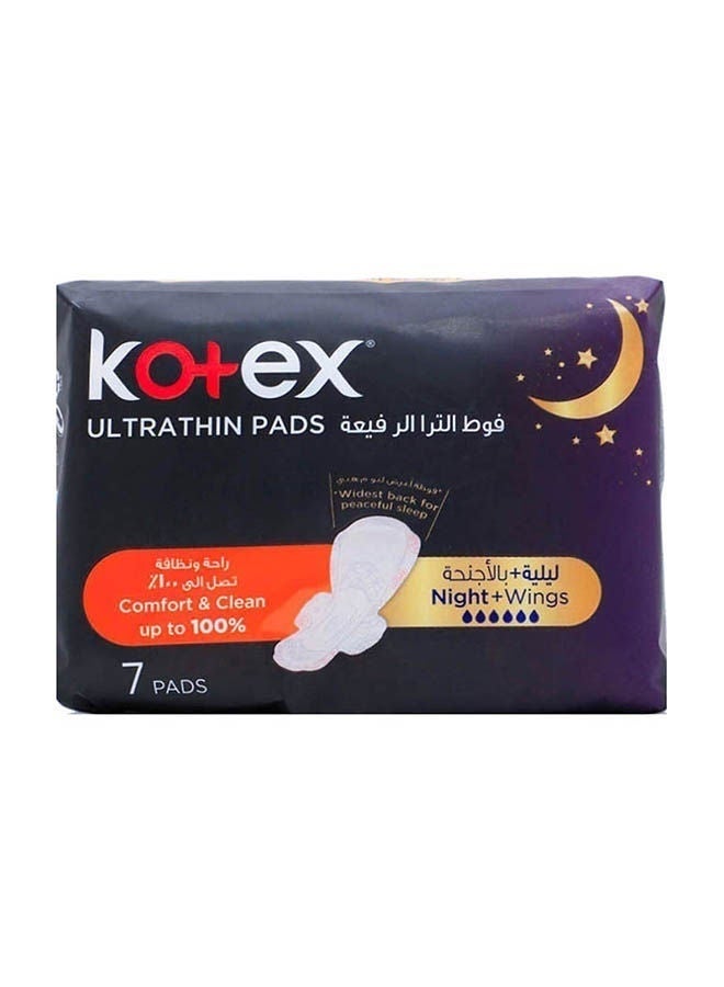 Kotex Ultrathin Night Sanitary Pads With Wings, 7 Pcs