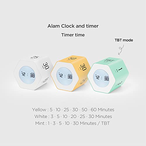 Mooas Multi-Hexagon Clock Cube, Digital Clock, Pomodoro Timer with Backlight 12/24H Count up & Countdown, Flip Timer, Various Time Presets - Ideal for Classroom, Gym, Office (Yellow) - Image 2
