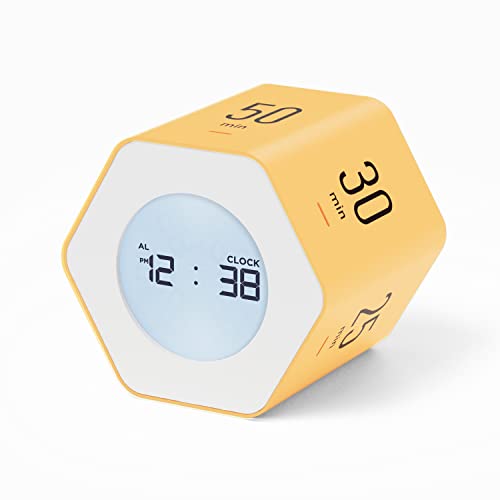 Mooas Multi-Hexagon Clock Cube, Digital Clock, Pomodoro Timer with Backlight 12/24H Count up & Countdown, Flip Timer, Various Time Presets - Ideal for Classroom, Gym, Office (Yellow) - Image 1