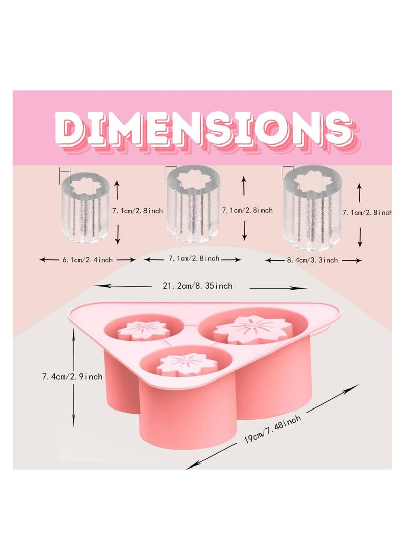 Excefore Ice Cube Tray for Stanley Cups, 3 Pack Flower Silicone Ice Mold with Lid for 20 oz 30 oz 40 oz Stanley Cup, Easy Release, BPA Free, Slow Melting Ice Mold for Whiskey, Cocktail,Coffee, Drink, Pink  - Image 5