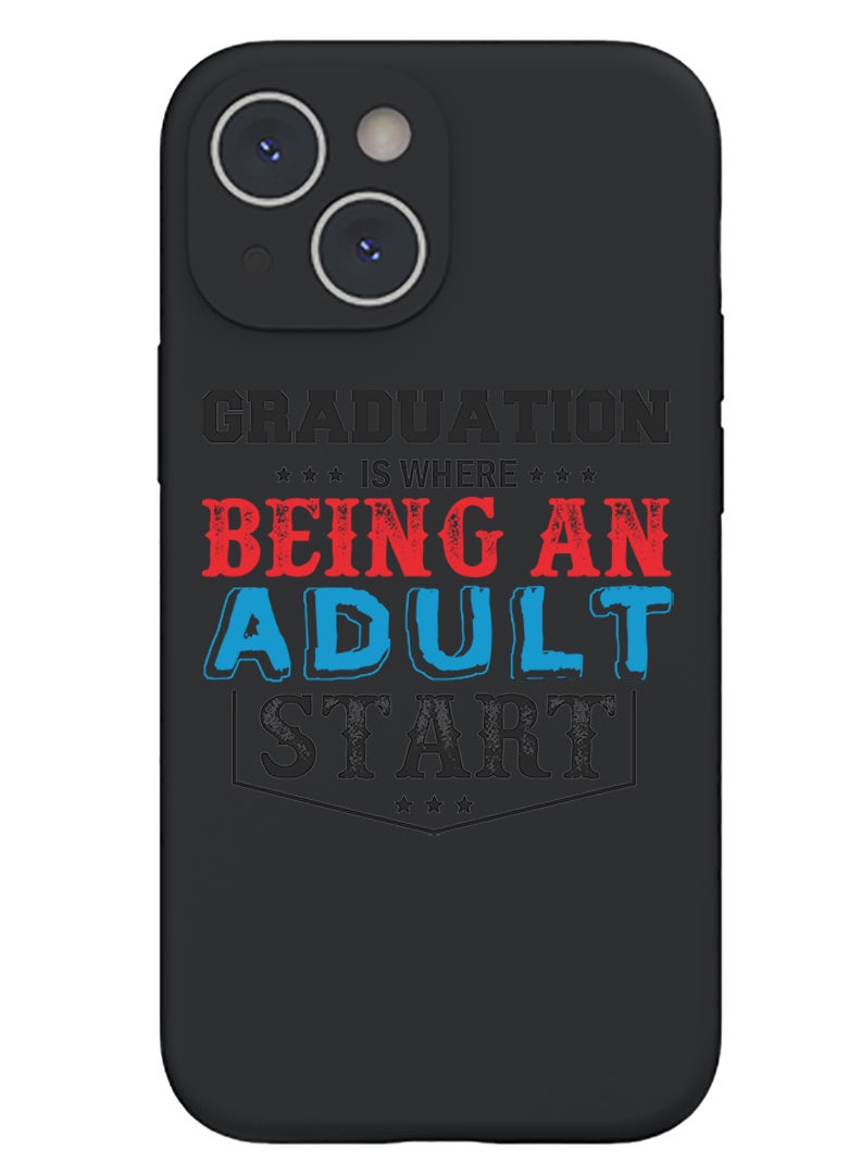 Theodor Protective Slim Fit Case Liquid Silicone Cover with Full Body Protection Anti-Scratch Shockproof Case For iPhone 13 Black  - Happiness is believing in Unicorns copy - Image 1