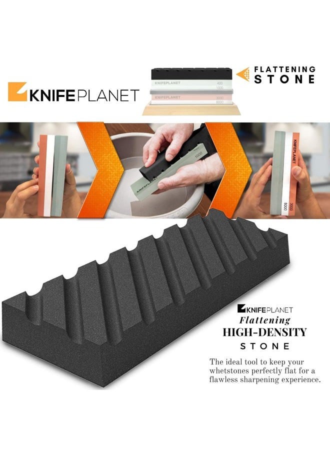 KNIFEPLANET Knife Sharpening Stone Set 400/1000 and 3000/8000 Grit Professional, Safe Knife Sharpener Set Whetstone Set Contains Flattening Stone, Bamboo Base and 2 Non-Slip Rubbers - Image 5