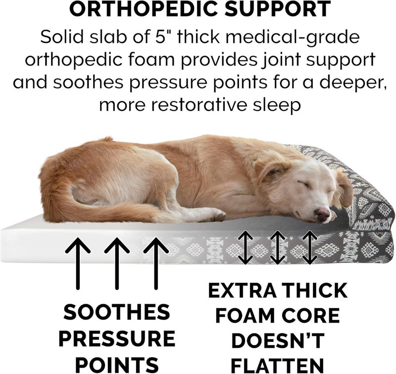 Furhaven Pet Dog Bed | Orthopedic Plush Kilim Southwest Home Decor Traditional Sofa-Style Living Room Couch Pet Bed w/Removable Cover for Dogs & Cats, Black Medallion, Jumbo Plus - Image 5