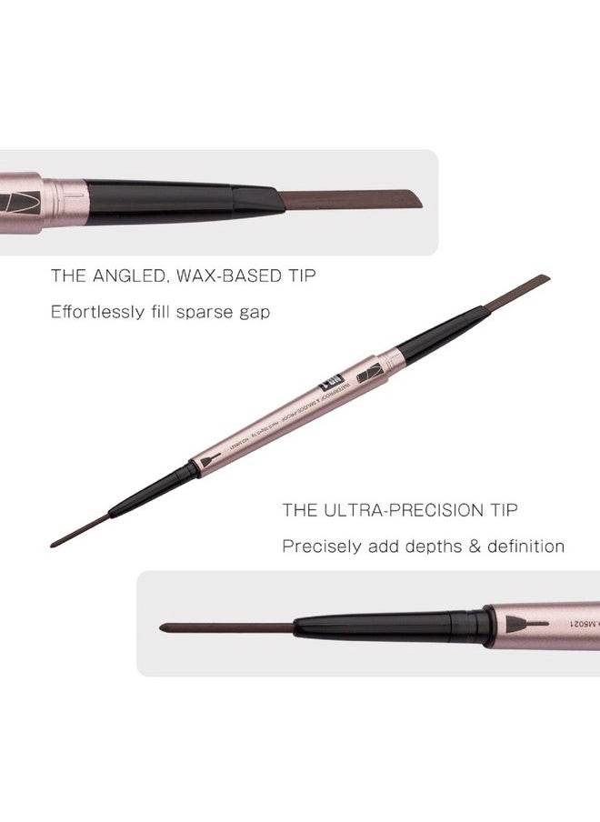 HeyBeauty [ 2 Pack]Eyebrow Pencil, Waterproof Eyebrow Makeup with Dual Ends, Professional Brow Enhancing Kit with Eyebrow Brush (Dark Brown #1)  - Image 2