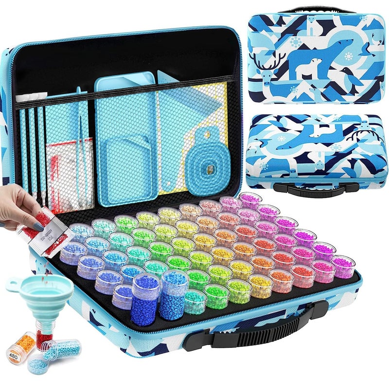 ARTDOT 60 Slots Storage Container for Diamond Art Kits for Adults,Portable Bead Storage Boxes for Diamond Painting Accessories and Tools - Image 1