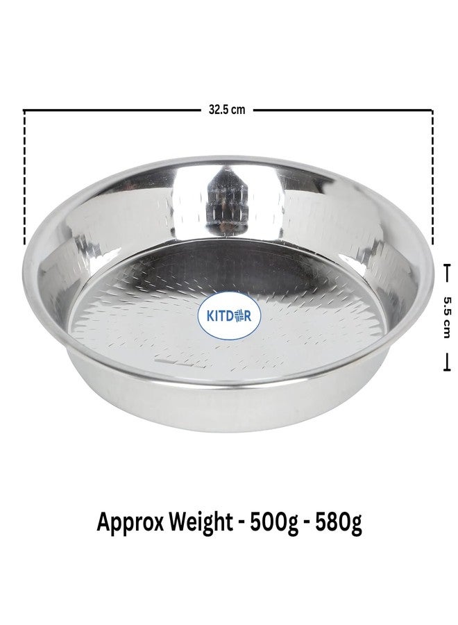 KITDOR Stainless Steel Atta Parat for Dough Kneading | Multipurpose Hammered Parat for Serving, Mixing & Storing | Fancy Dough Bowl for Kitchen and Organizing Veggies (Hammered, Regular) - Image 3