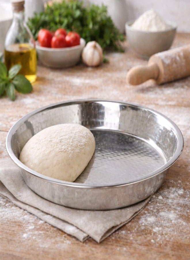 KITDOR Stainless Steel Atta Parat for Dough Kneading | Multipurpose Hammered Parat for Serving, Mixing & Storing | Fancy Dough Bowl for Kitchen and Organizing Veggies (Hammered, Regular) - Image 2
