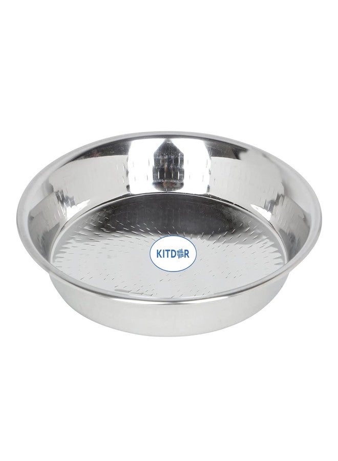 KITDOR Stainless Steel Atta Parat for Dough Kneading | Multipurpose Hammered Parat for Serving, Mixing & Storing | Fancy Dough Bowl for Kitchen and Organizing Veggies (Hammered, Regular) - Image 1