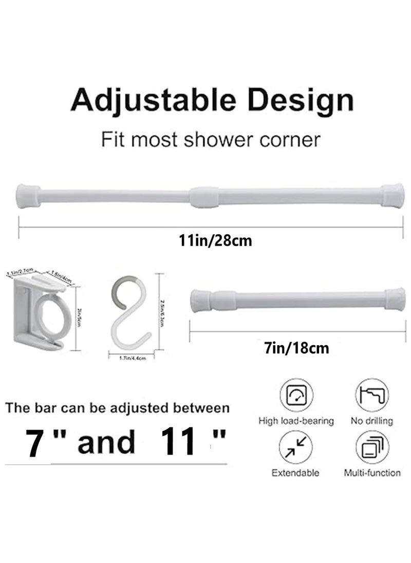 Generic 2 Sets RV Camper Travel Trailer Bathroom Corner Storage Bar, Adjustable Spring Tension Rods with Rotatable Bracket and S-Hooks, RV Accessories for Inside for Securing Toiletries  - Image 2