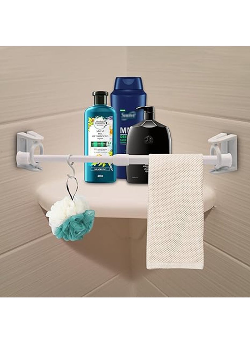 Generic 2 Sets RV Camper Travel Trailer Bathroom Corner Storage Bar, Adjustable Spring Tension Rods with Rotatable Bracket and S-Hooks, RV Accessories for Inside for Securing Toiletries  - Image 5