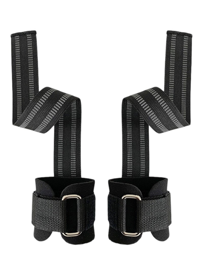 Weightlifting Lifting Straps - Anti Slip Padded - Set of 2 - Black
