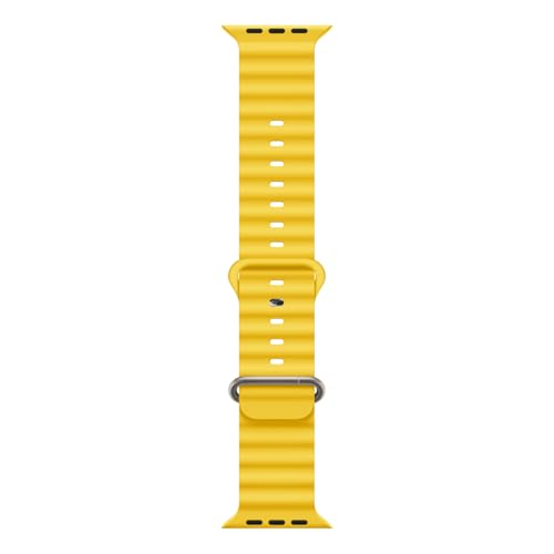 BHUIJIC Ocean Band Compatiable with Apple Watch Ultra Band 49mm 46mm 45mm 44mm 42mm for Men Women, Sport Wristband Adjustable Silicone Strap for Apple Watch Ultra 3 2 1 iWatch Series 11 10 9 8 7 6 5 4 SE Official Yellow - Image 4