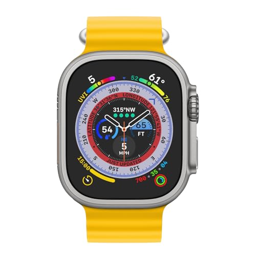 BHUIJIC Ocean Band Compatiable with Apple Watch Ultra Band 49mm 46mm 45mm 44mm 42mm for Men Women, Sport Wristband Adjustable Silicone Strap for Apple Watch Ultra 3 2 1 iWatch Series 11 10 9 8 7 6 5 4 SE Official Yellow - Image 2