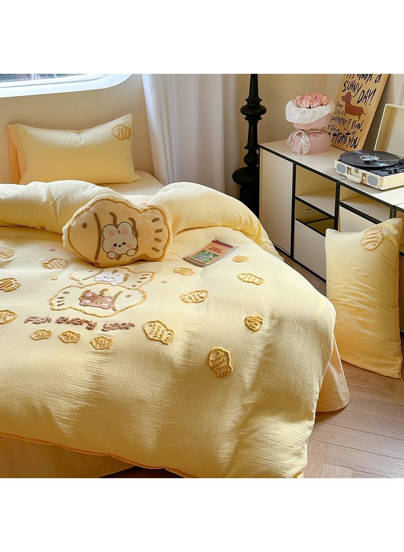 4-Piece Cartoon Anime A-Class Pure Cotton Embroidery Comfortable Set Bed Sheet Set Children's Day Gift Birthday Gift  - Image 1