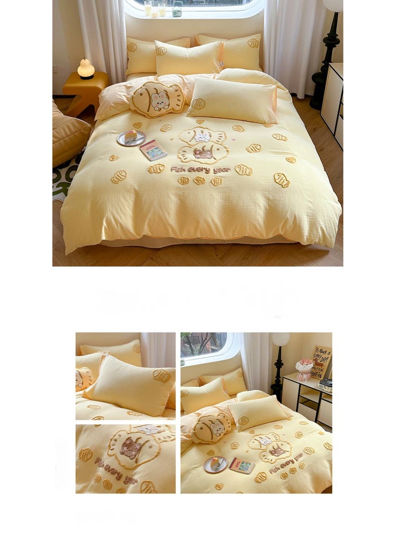 4-Piece Cartoon Anime A-Class Pure Cotton Embroidery Comfortable Set Bed Sheet Set Children's Day Gift Birthday Gift  - Image 4