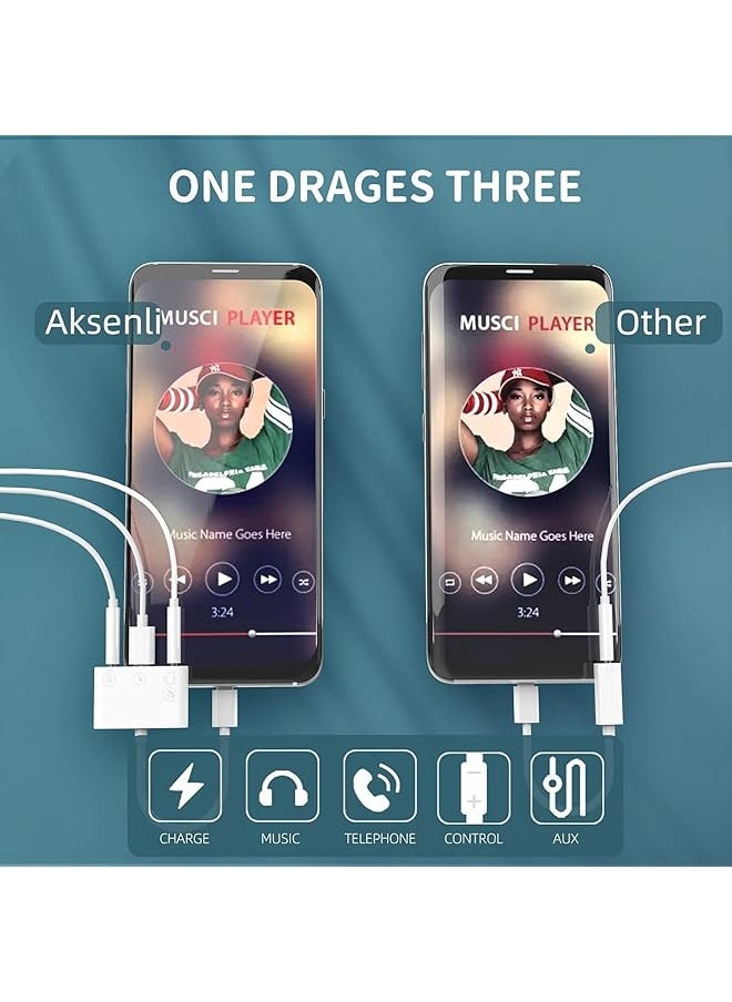 erorex - Usb C To 3.5Mm Audio Adapter Charger Headphone And Aux Port 3 In 1 Type C ​Earbud Splitter Dongle Compatible With Phone15 Pro Max Plus Ipad 10 Air4 5 Mini6 Pro 12 - Image 1