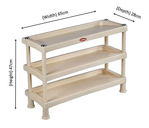Prima Plastic Shoe Rack | Storage Organizer | Shelves For Home | Living Room | Bedroom (3 Shelves, Grey) - Image 2