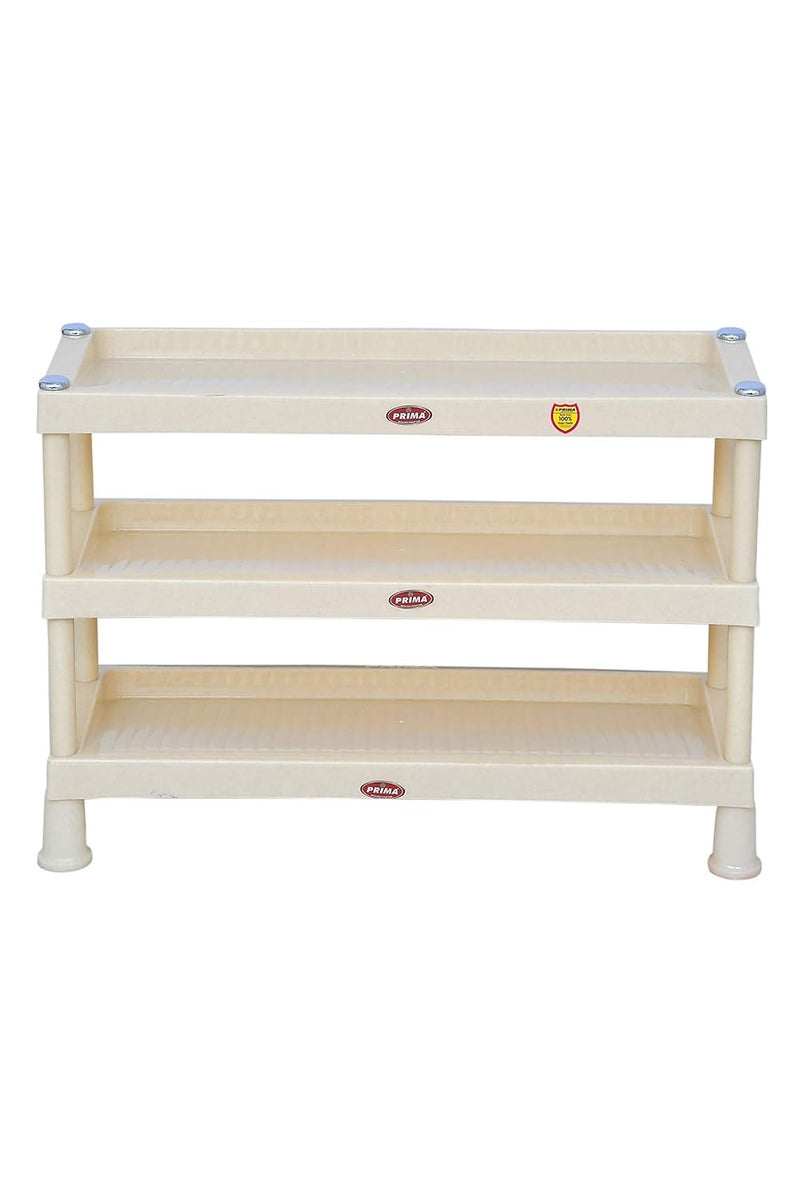 Prima Plastic Shoe Rack | Storage Organizer | Shelves For Home | Living Room | Bedroom (3 Shelves, Grey) - Image 3