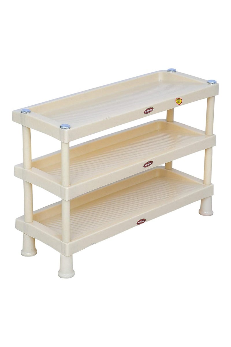 Prima Plastic Shoe Rack | Storage Organizer | Shelves For Home | Living Room | Bedroom (3 Shelves, Grey) - Image 1