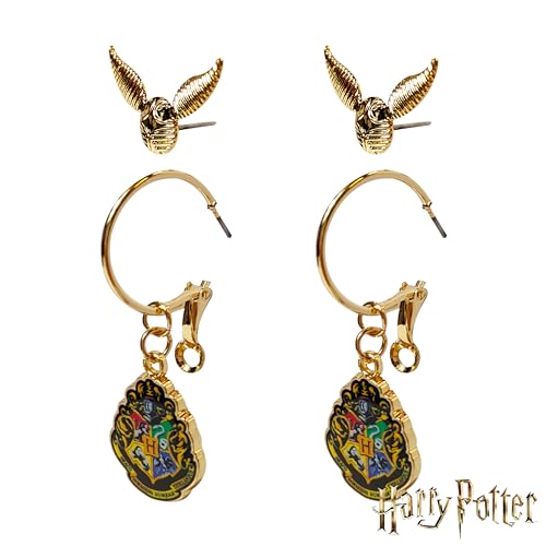 LUV HER Harry Potter Earrings 2 Hypoallergenic Earrings for Girls 1 Stud Earring 1 Fishhook Drop Earring Sets with Charms One Size Fits All Jewelry for Women Accessories Ages 4+ - Image 2