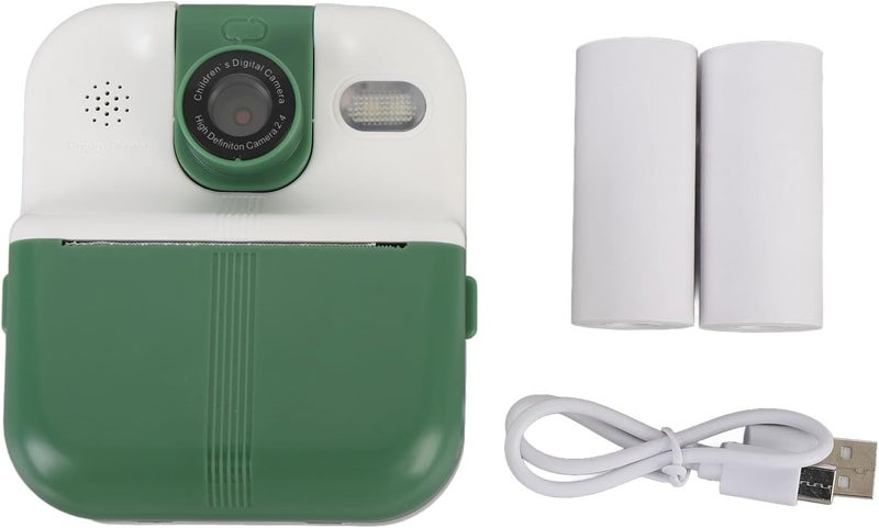 Pilipane Camera Instant Print 48MP Photo 1080P Video 2.4 in IPS Screen Portable Camera 1200mAh Battery Support Music Games Play with 180 Degree Rotating Lens (Green) - Image 1