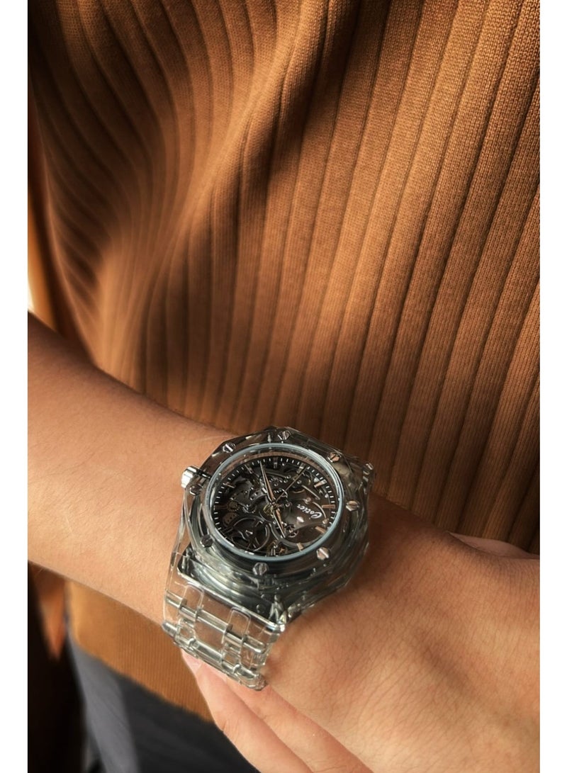 ساعة رجالية كربون رمادي