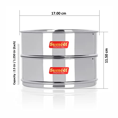 Sumeet Stainless Steel Deep Stackable Container/Separator With Lid Suitable For 5 liter & 5.5 liter Inner & Outer Lid Cooker, Silver - Image 4