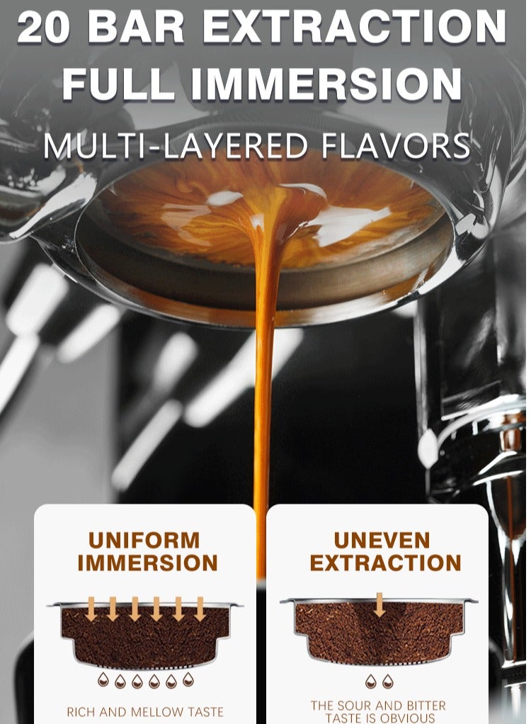 DSP 3 In 1 Automatic Espresso Machine,20 Bar Pump Pressure,1350W/1.0L Cappuccino/Latte Coffee Machine with Automatic Milk Frother, Touchscreen Coffee Maker for Home and Office,KA-3104,Black/Silver - Image 4