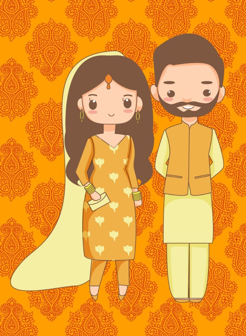 Peacock Supplies Desi Couple Wedding Greeting Cards Pack Of 3 - Image 1