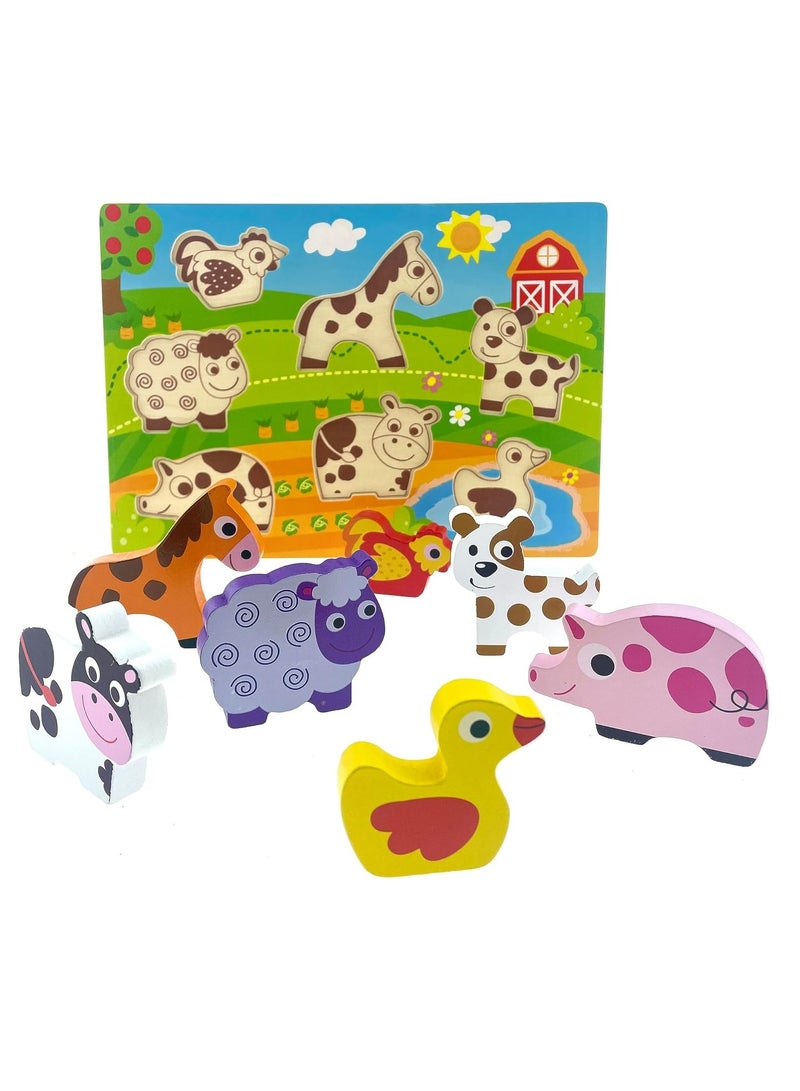 RB&G Wooden Puzzle with Large Pieces for Kids - Safari Animal Farm Puzzle 1 Year Old Baby - Image 2