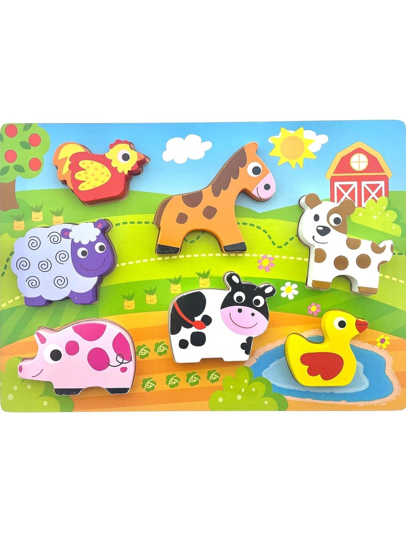 RB&G Wooden Puzzle with Large Pieces for Kids - Safari Animal Farm Puzzle 1 Year Old Baby - Image 3