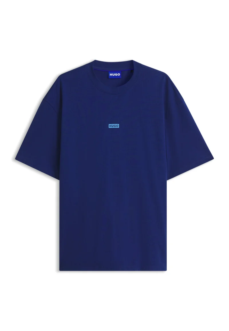 HUGO Dark Blue Loose-fit T-shirt in cotton with rear logo artwork for Men | Best Price UAE