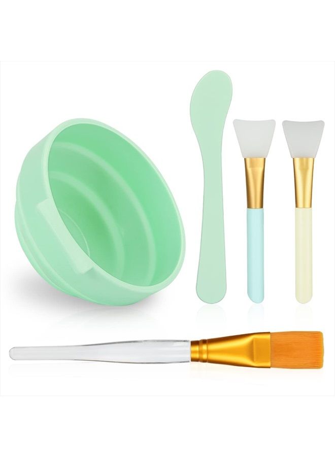 Plazuria Face Mask Mixing Bowl Set, 5 in 1 DIY Facemask Mixing Tool Kit with Facial Mask Bowl Stick Spatula Silicone Face Mask Brush & Premium Soft Face Brushes - Image 1