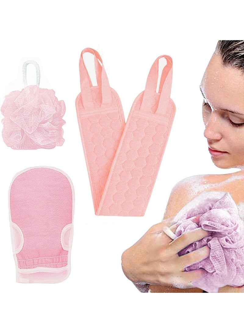 أدوات مقشر للجسم إسفنجة استحمام ليفة الاستحمام منظف الظهر قفازات التقشير 3 قطع - Image 2