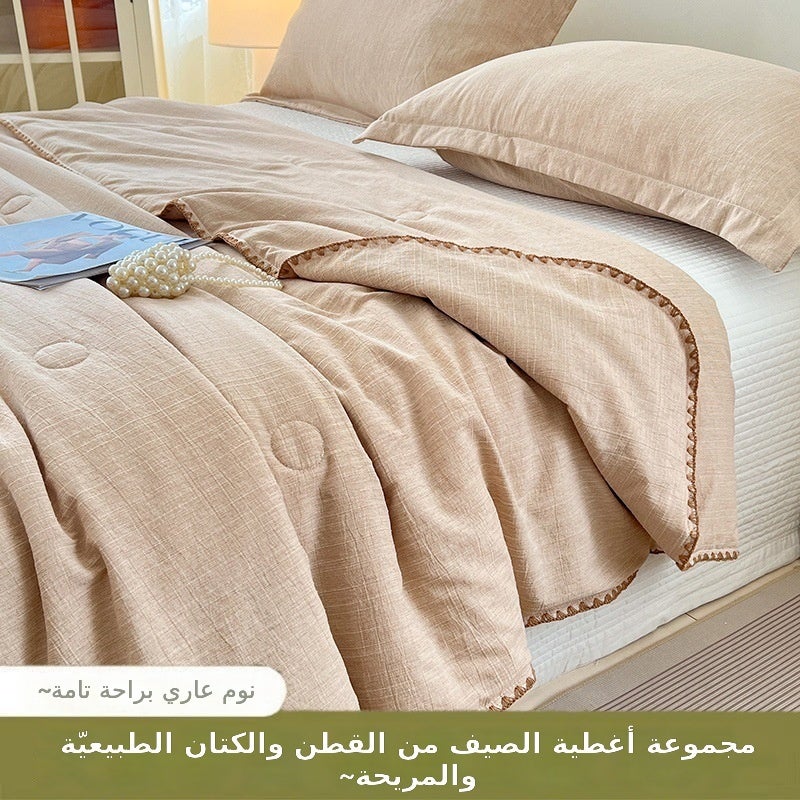 2026 New Rouge Pink Cotton-Linen Summer Quilt – Washable Lightweight Air Conditioning Blanket - Image 2