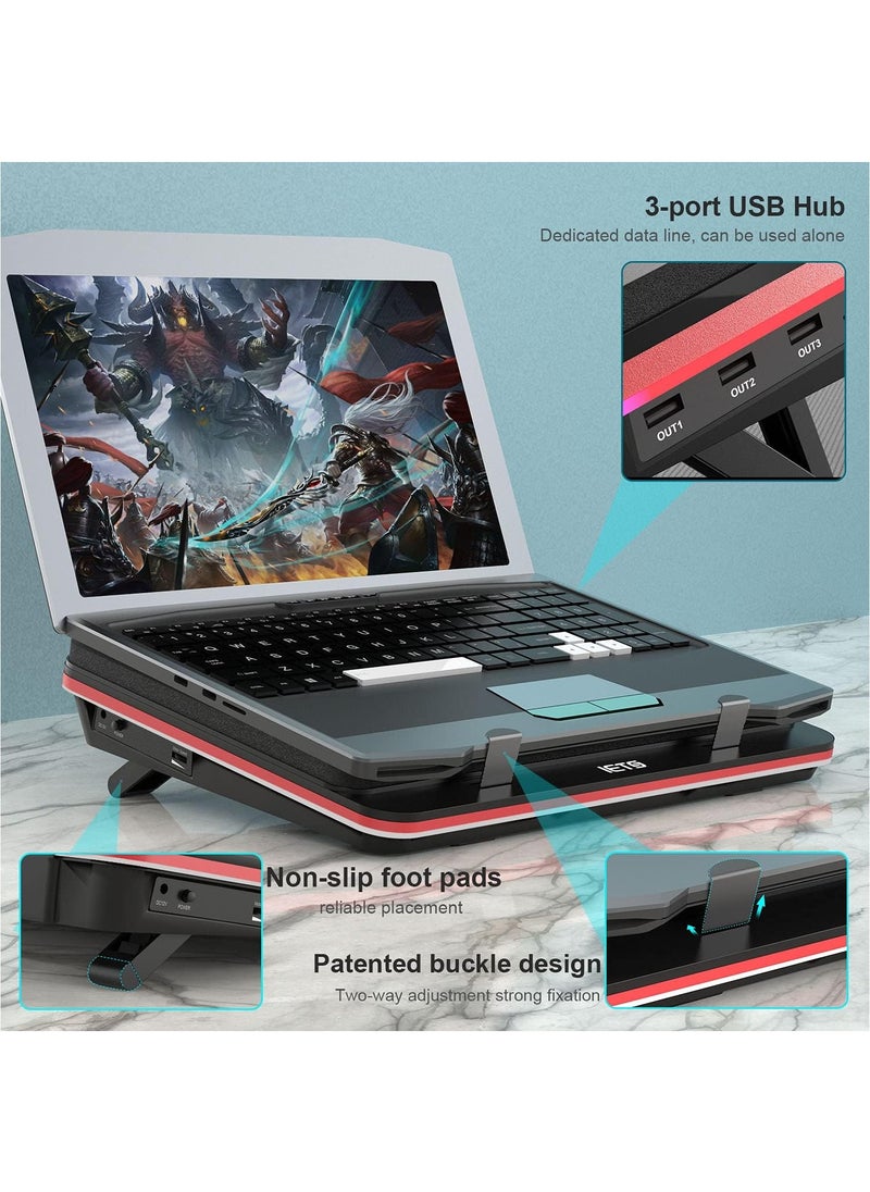 IETS - GT500 Powerful Turbo-Fan (5000 RPM) Laptop Cooling Pad with Infinitely Variable Speed,Seal Foam for Rapid Cooling Gaming Laptop,13-17.3inch Laptop Cooler with 3-Port USB Hub - Image 1
